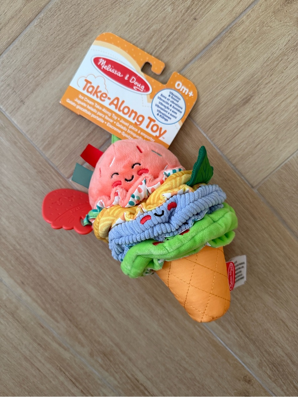 Melissa & Doug Plush Ice Cream Stack Toy in Peach Yellow Blue Green Orange